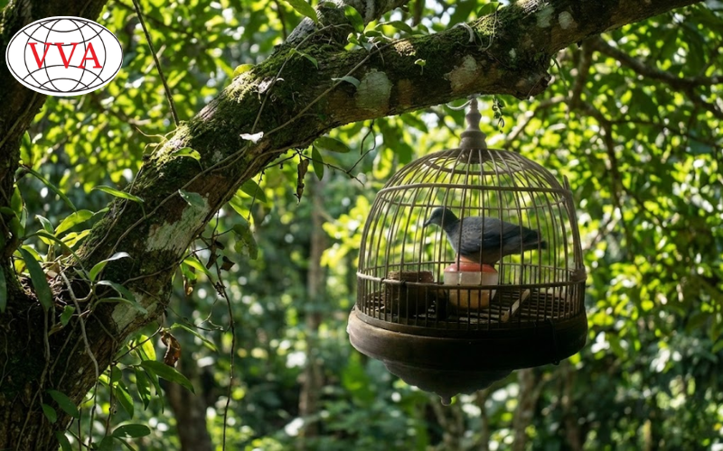 Hình 2: Vị trí treo chim Cu Gáy